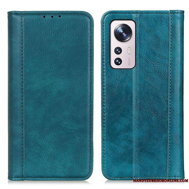 Flip Cover Xiaomi 12 Pro Version Coloré Cuir Fendu