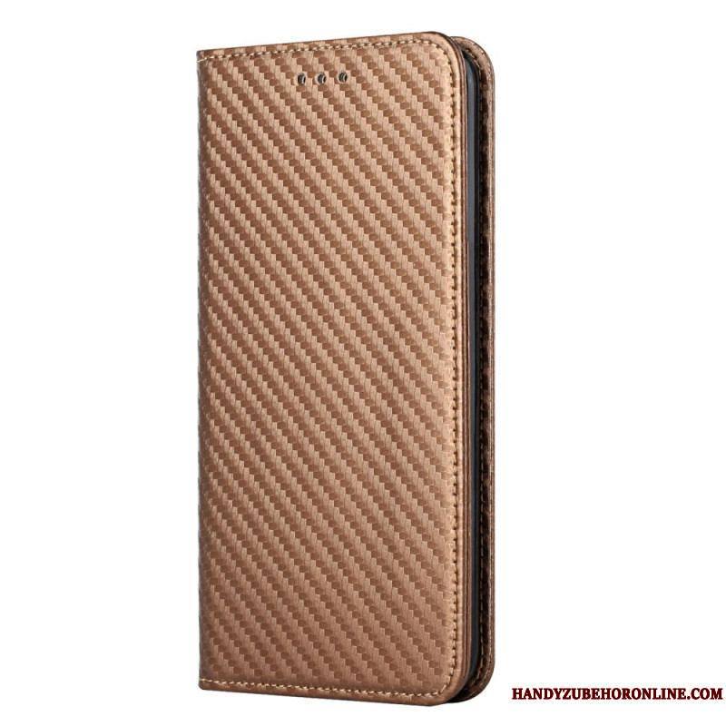 Flip Cover Xiaomi Redmi Note 10 Pro Fibre Carbone à Lanière