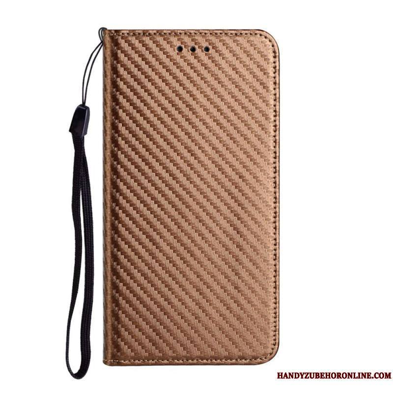 Flip Cover Xiaomi Redmi Note 11 Pro Plus 5G Fibre Carbone à Lanière