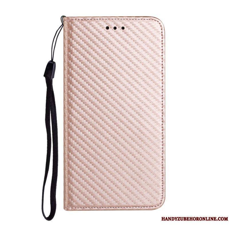 Flip Cover Xiaomi Redmi Note 11 Pro Plus 5G Fibre Carbone à Lanière