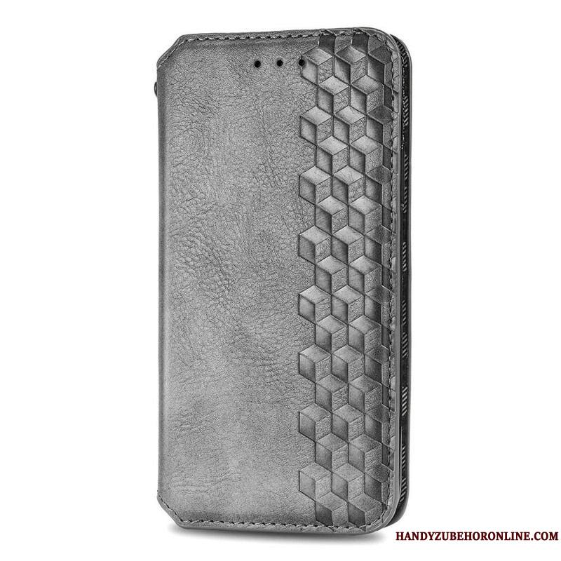 Flip Cover iPhone 13 Mini Effet Cuir Texture Diamant