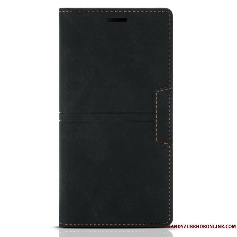 Flip Cover iPhone 13 Mini Style Cuir Couture Fermoir Magnétique