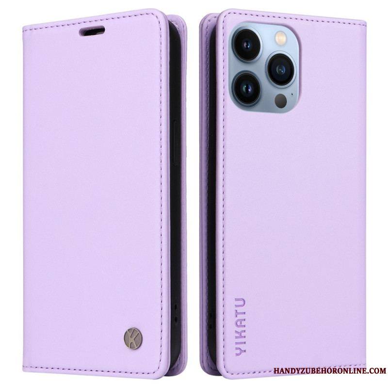 Flip Cover iPhone 13 Pro Style Cuir Rivet YIKATU