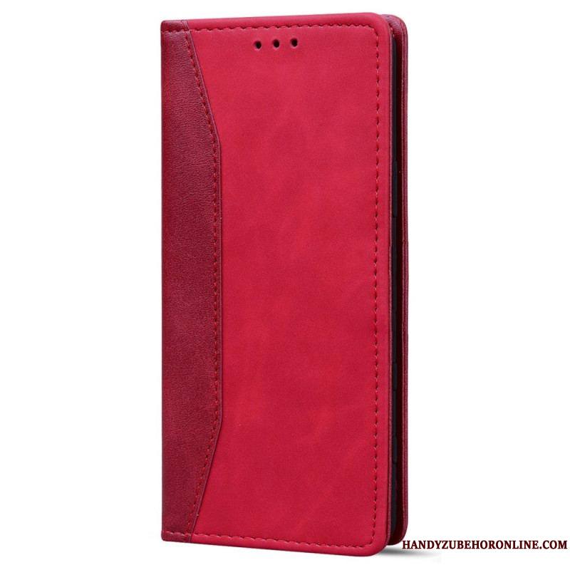 Flip Cover iPhone 14 Effet Cuir Business Bicolore