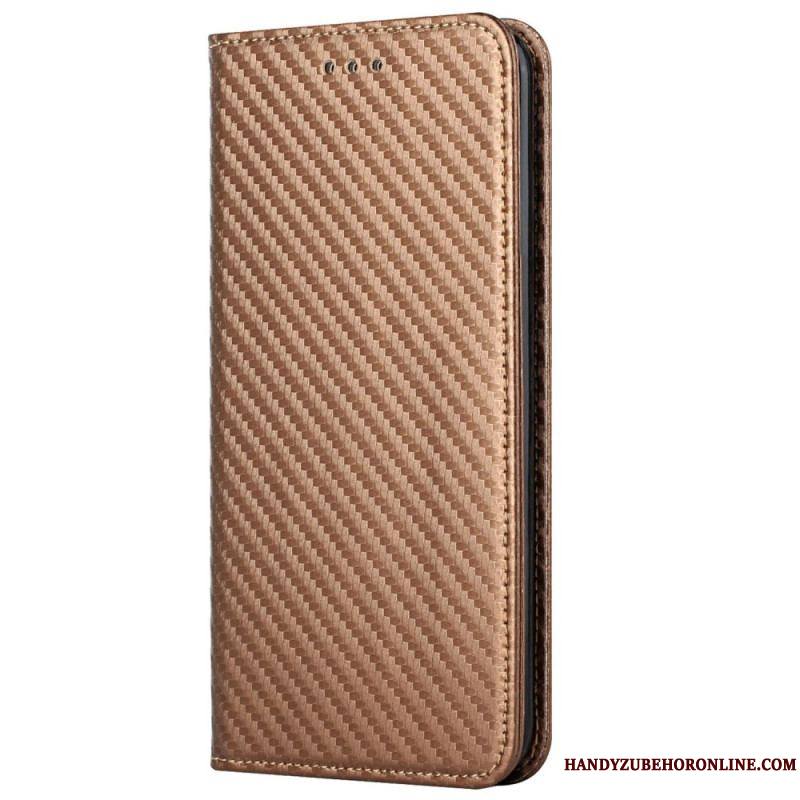 Flip Cover iPhone 14 Plus Fibre Carbone avec Lanière