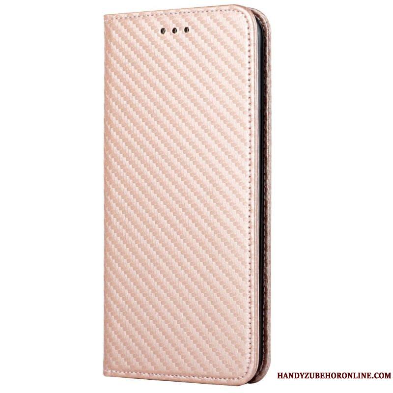 Flip Cover iPhone 14 Plus Fibre Carbone avec Lanière