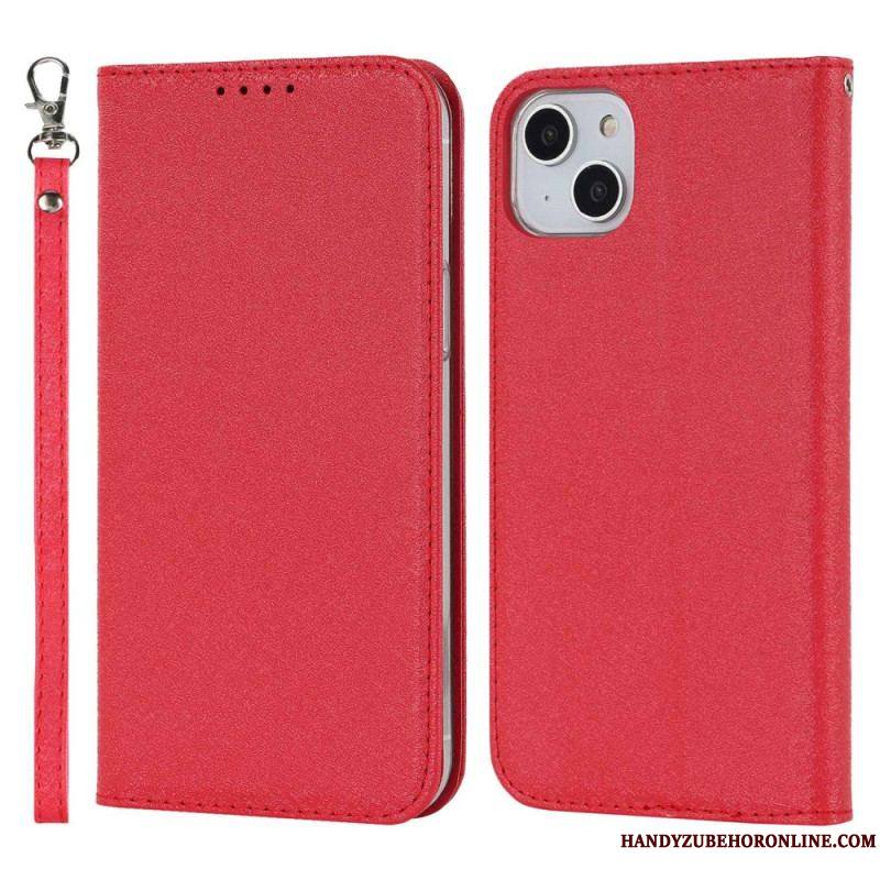 Flip Cover iPhone 14 Plus Style Cuir Douceur avec Lanière