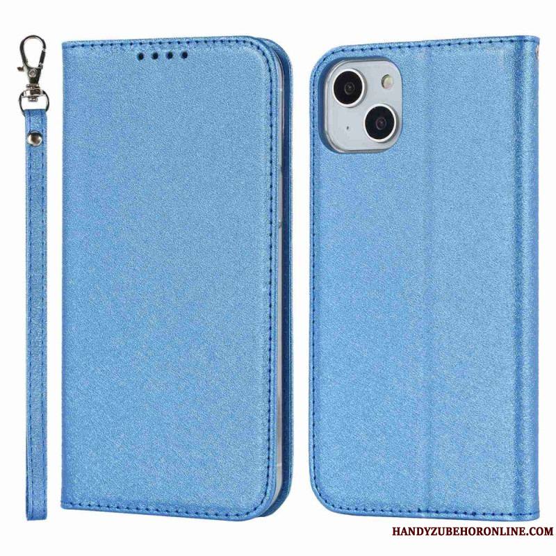 Flip Cover iPhone 14 Plus Style Cuir Douceur avec Lanière