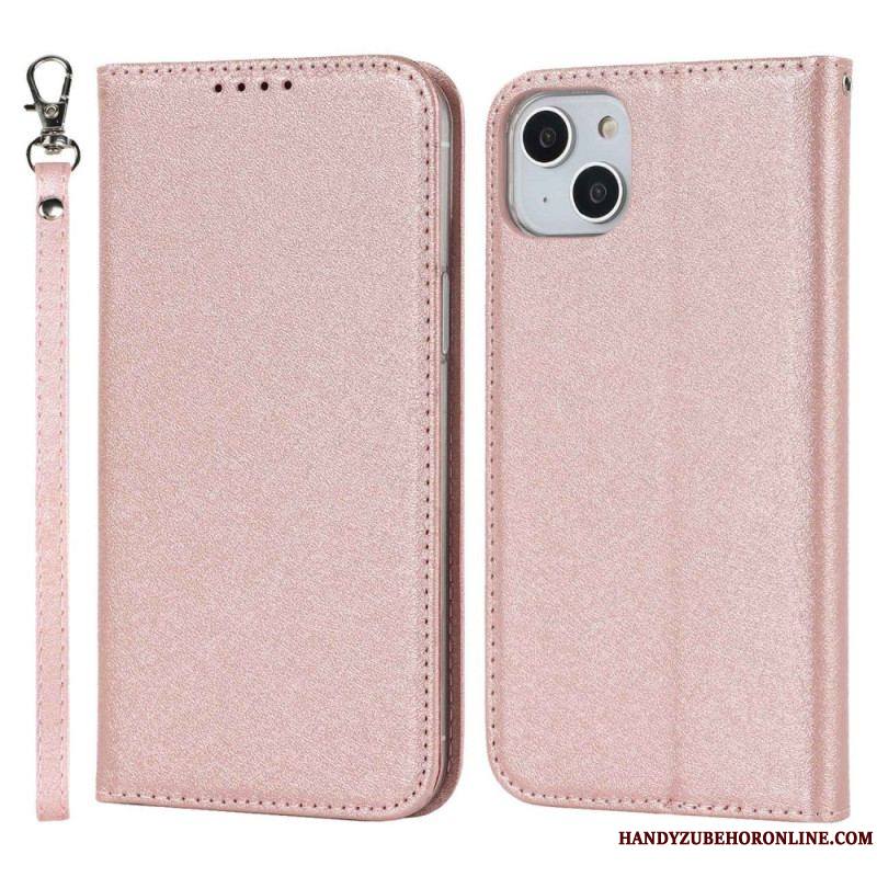 Flip Cover iPhone 14 Plus Style Cuir Douceur avec Lanière