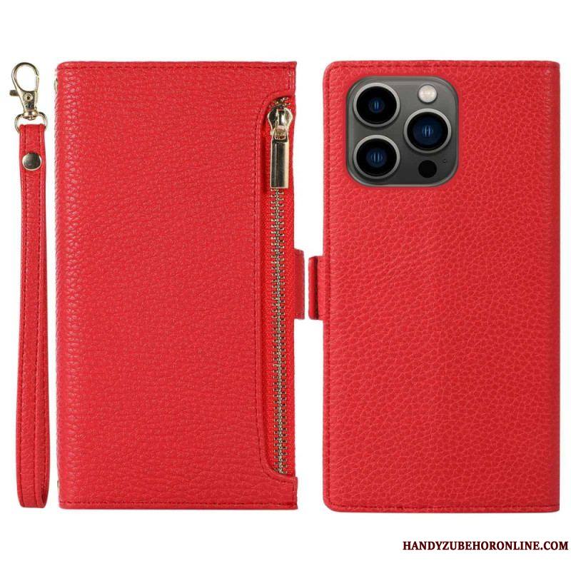 Flip Cover iPhone 14 Pro Max Pochette Frontale et Lanière