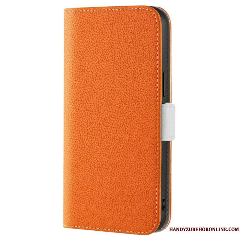 Flip Cover iPhone 14 Simili Cuir Litchi