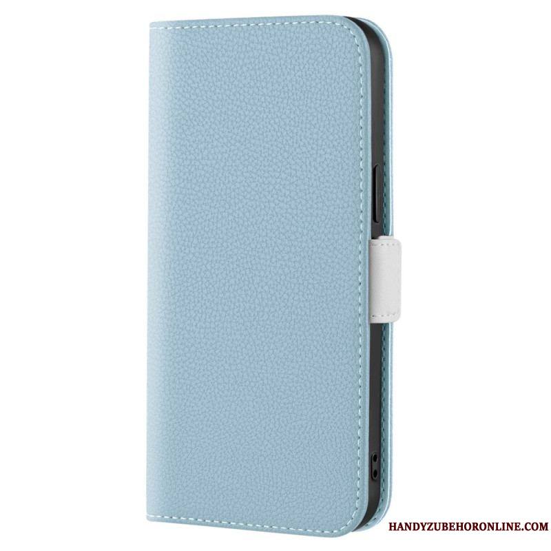 Flip Cover iPhone 14 Simili Cuir Litchi