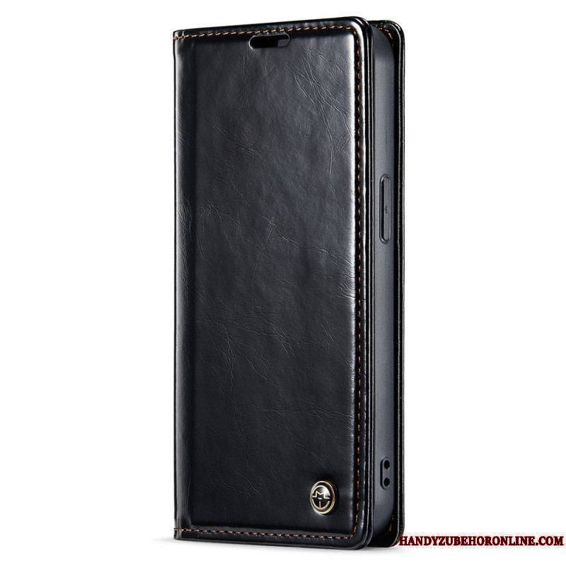 Flip Cover iPhone 15 Plus Simili Cuir Ciré CASEME