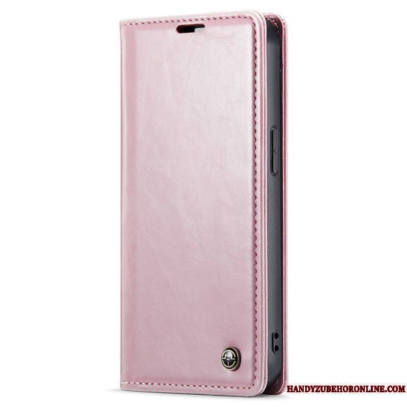 Flip Cover iPhone 15 Plus Simili Cuir Ciré CASEME