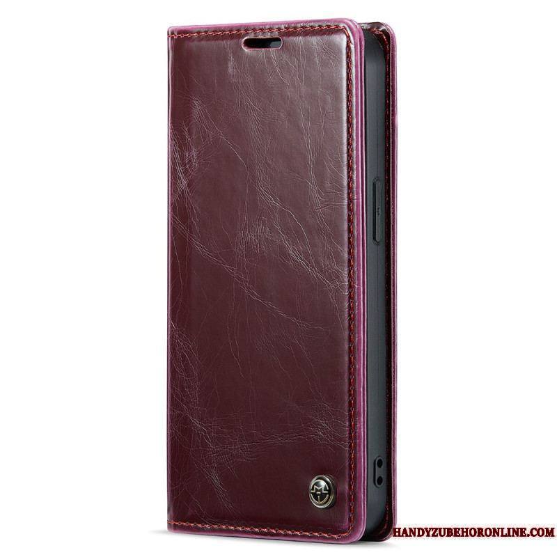 Flip Cover iPhone 15 Plus Simili Cuir Ciré CASEME