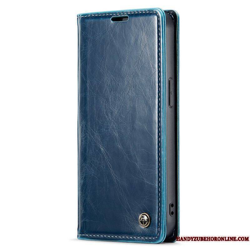 Flip Cover iPhone 15 Plus Simili Cuir Ciré CASEME