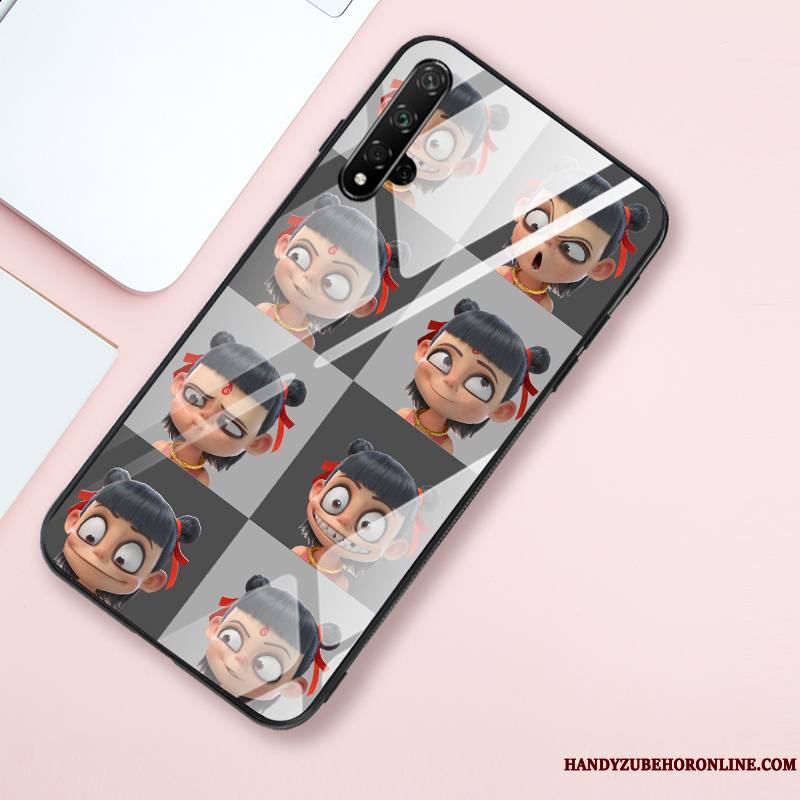 Honor 20 Coque Créatif Net Rouge Tout Compris Verre Trempé Tendance Personnalité Miroir