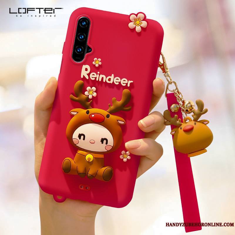 Honor 20 Coque De Téléphone Elk Rouge Dessin Animé Fluide Doux Incassable Charmant