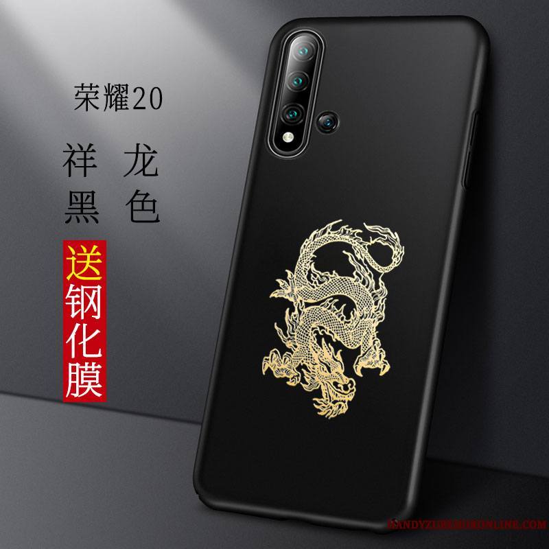 Honor 20 Coque Délavé En Daim Très Mince Style Chinois Créatif Personnalité Noir Tout Compris