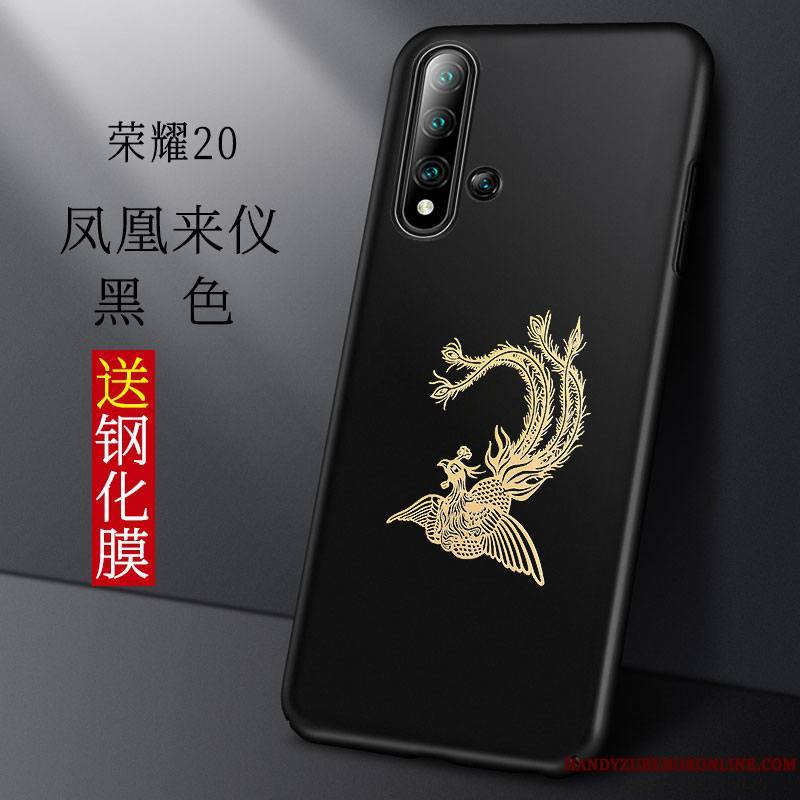 Honor 20 Coque Délavé En Daim Très Mince Style Chinois Créatif Personnalité Noir Tout Compris