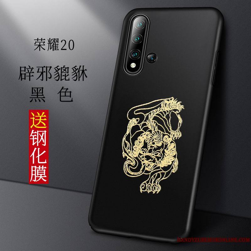 Honor 20 Coque Délavé En Daim Très Mince Style Chinois Créatif Personnalité Noir Tout Compris