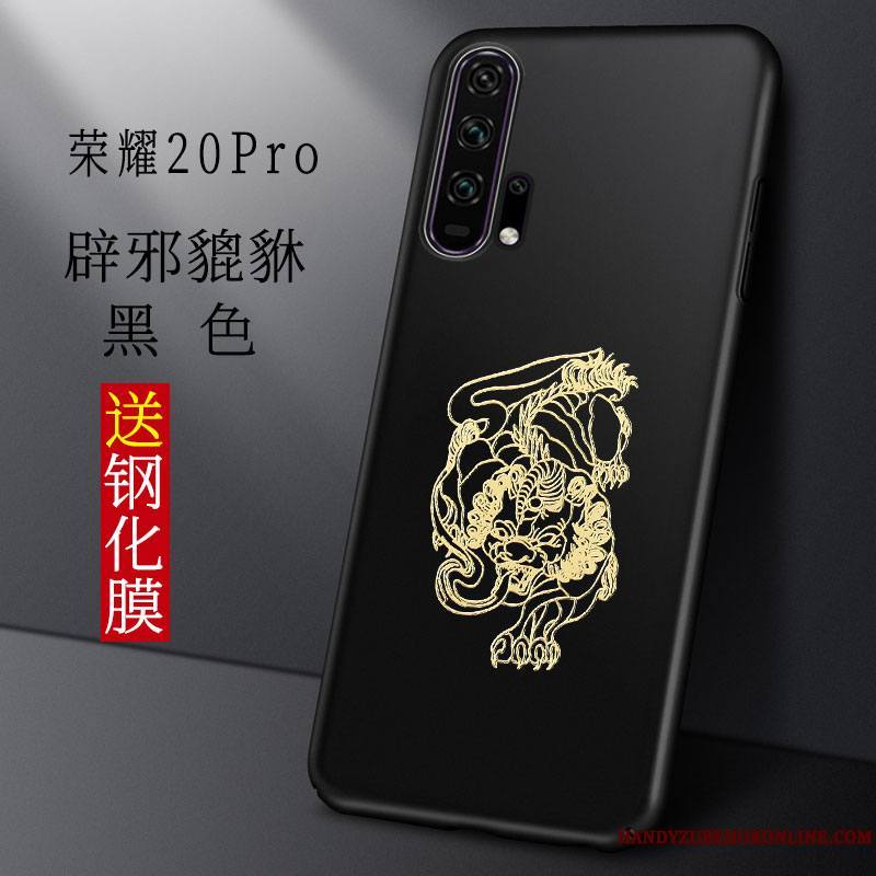 Honor 20 Coque Délavé En Daim Très Mince Style Chinois Créatif Personnalité Noir Tout Compris