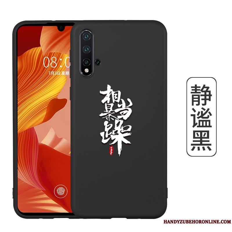 Honor 20 Coque Protection Délavé En Daim Rouge Très Mince Étui Noir Fluide Doux