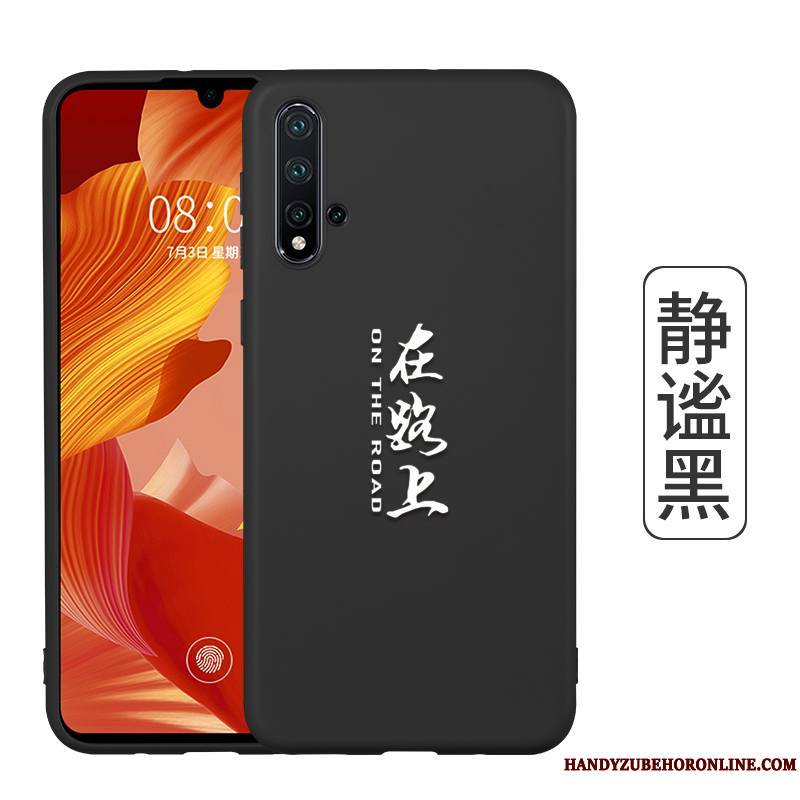 Honor 20 Coque Protection Délavé En Daim Rouge Très Mince Étui Noir Fluide Doux