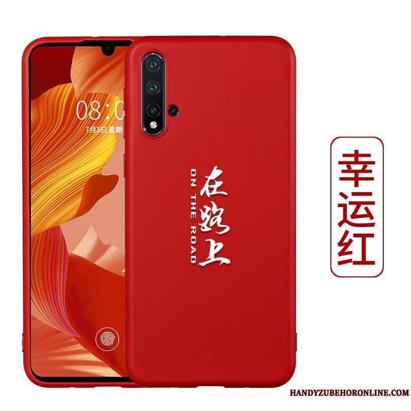 Honor 20 Coque Protection Délavé En Daim Rouge Très Mince Étui Noir Fluide Doux