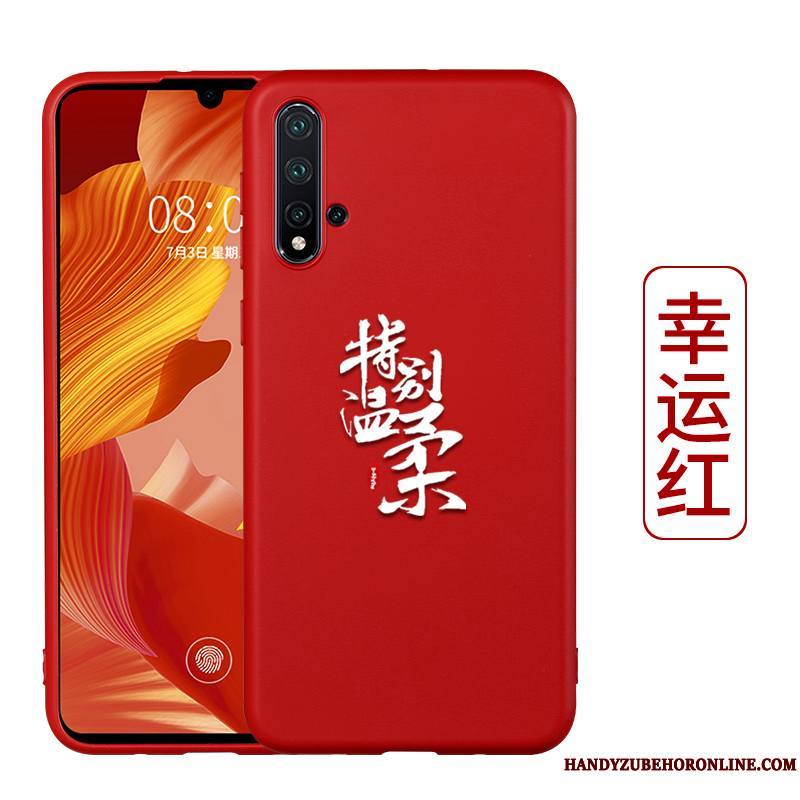 Honor 20 Coque Protection Délavé En Daim Rouge Très Mince Étui Noir Fluide Doux