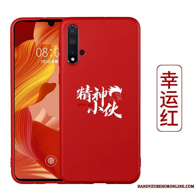 Honor 20 Coque Protection Délavé En Daim Rouge Très Mince Étui Noir Fluide Doux