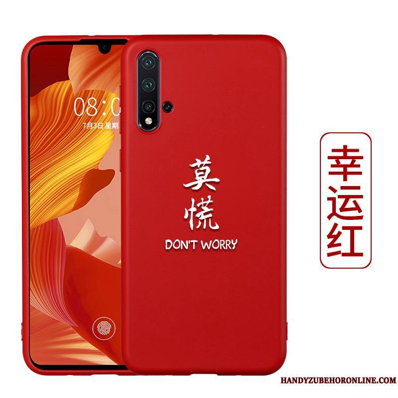 Honor 20 Coque Protection Délavé En Daim Rouge Très Mince Étui Noir Fluide Doux