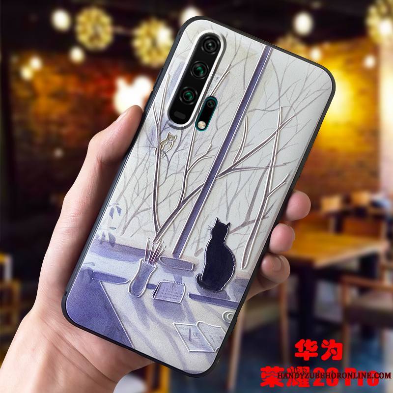 Honor 20 Pro Coque Chat Créatif Personnalité Étui Légère Antidérapant Petit