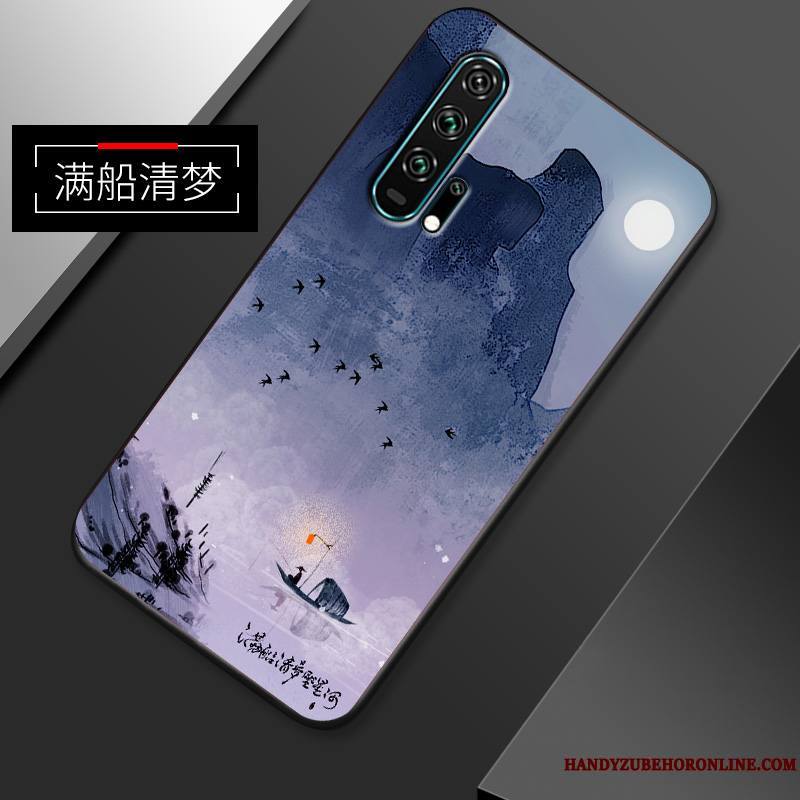 Honor 20 Pro Coque Créatif Fluide Doux Incassable Délavé En Daim Très Mince Téléphone Portable Étui