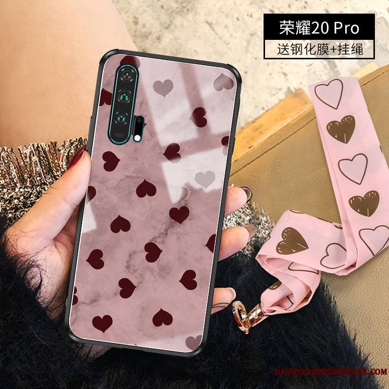 Honor 20 Pro Coque De Téléphone Miroir Net Rouge Protection Rose Luxe Silicone