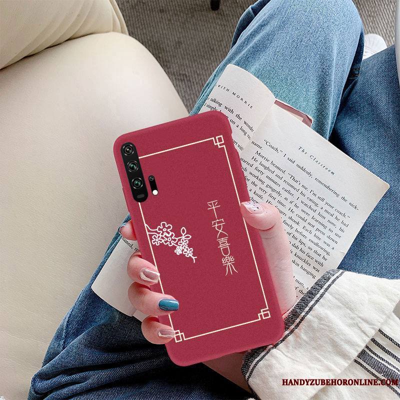 Honor 20 Pro Coque Nouveau Délavé En Daim Rouge De Téléphone Jeunesse De Fête