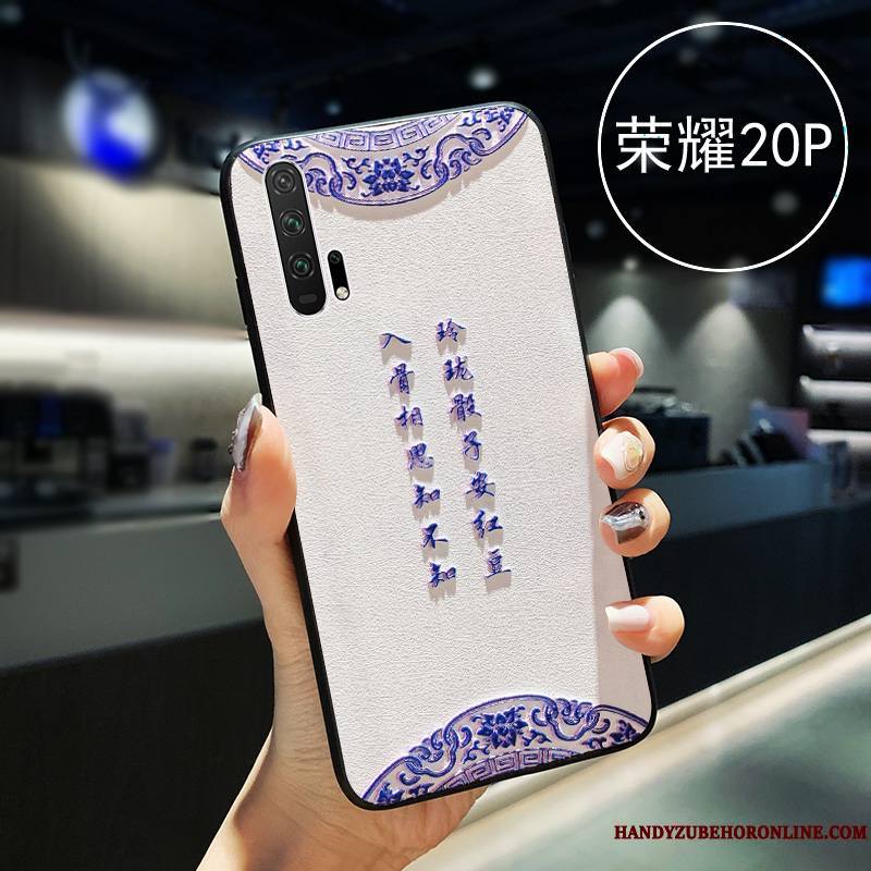 Honor 20 Pro Coque Simple Incassable Violet Soie Mulberry Personnalité Silicone Modèle Fleurie