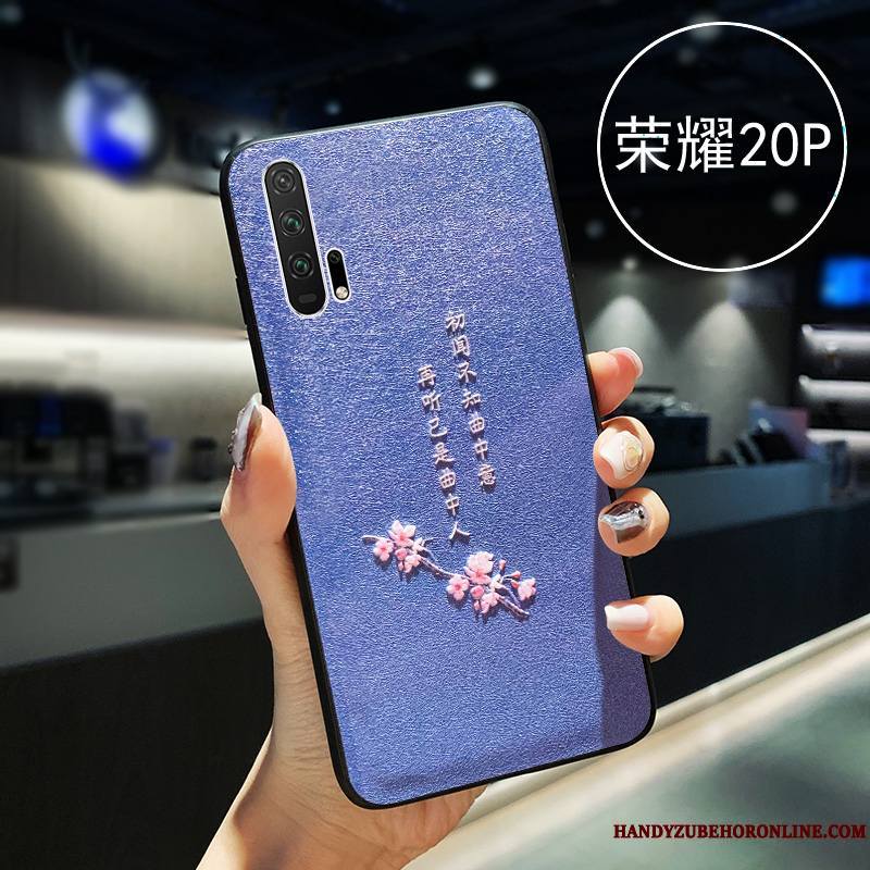 Honor 20 Pro Coque Simple Incassable Violet Soie Mulberry Personnalité Silicone Modèle Fleurie