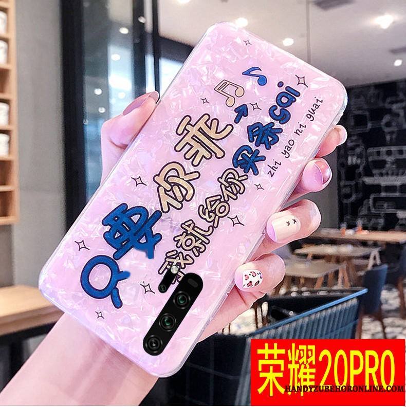 Honor 20 Pro Silicone Net Rouge Dessin Animé Coque Modèle De Mot Coquille Personnalité