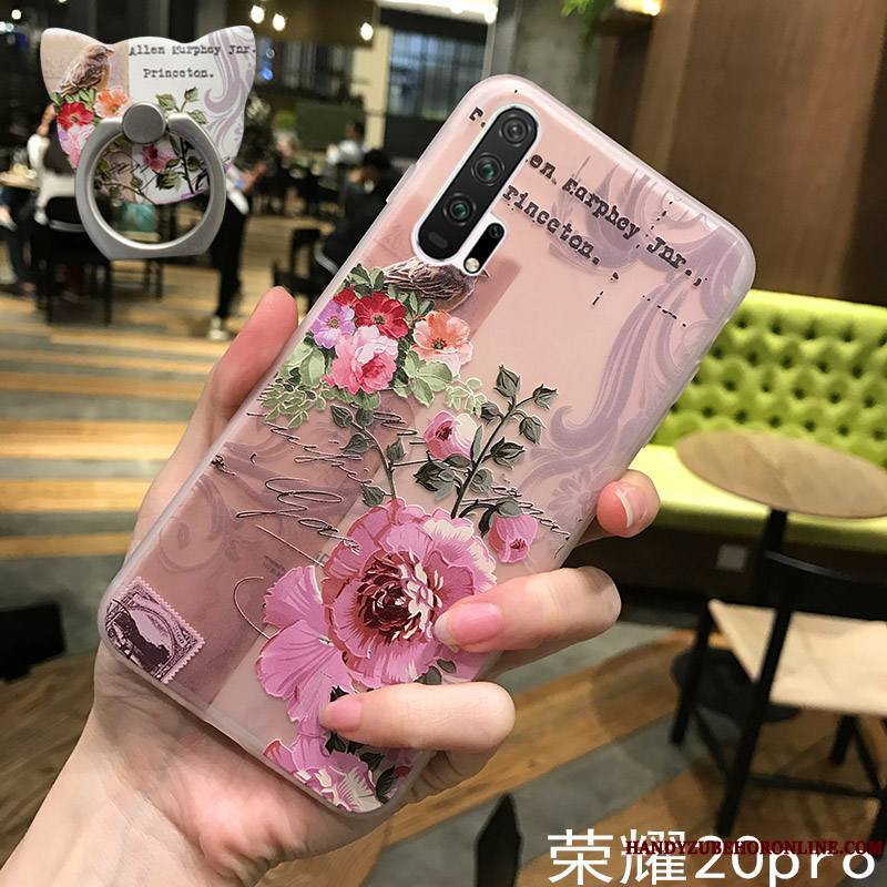 Honor 20 Pro Transparent Nouveau Jeunesse Très Mince Coque De Téléphone Silicone Rose