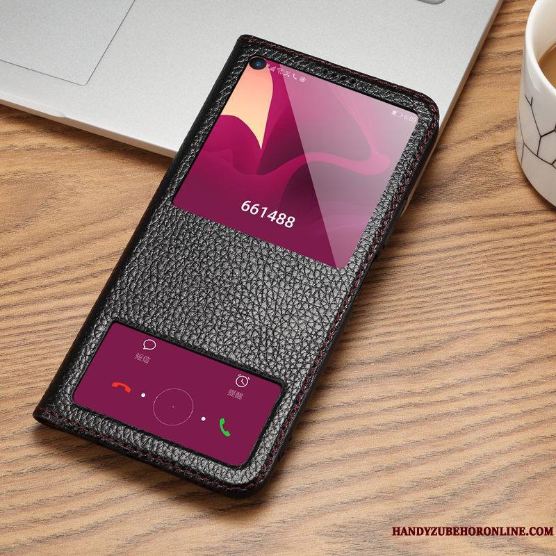 Honor 20 Pro Étui En Cuir Rouge Coque De Téléphone Dormance Housse Incassable Cuir Véritable