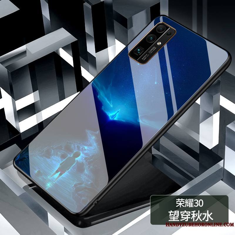 Honor 30 Coque Miroir Incassable Personnalisé Très Mince Étui Bleu Marque De Tendance