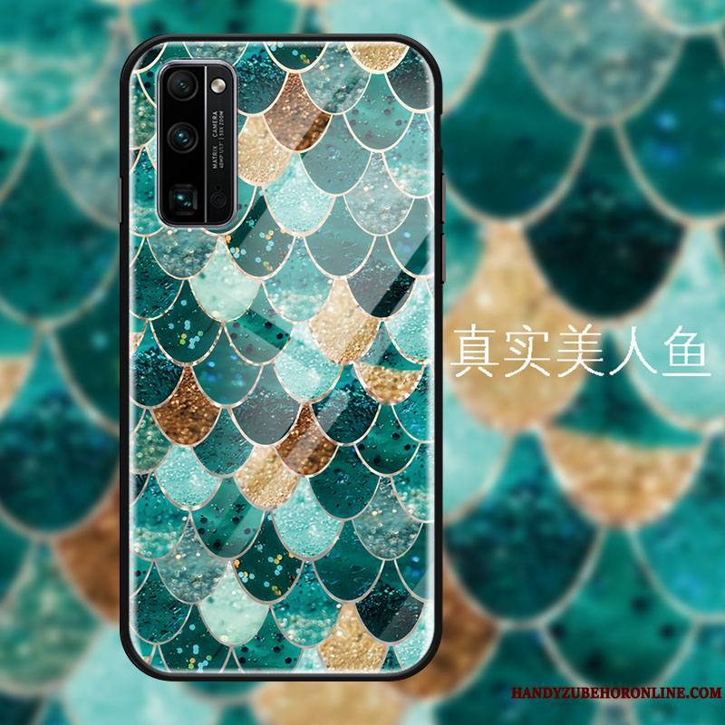 Honor 30 Pro Verre Protection Vert Coque De Téléphone Miroir Étui Sirène