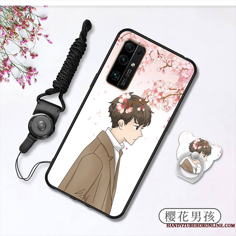 Honor 30 Silicone Fluide Doux Blanc Frais Dessin Animé Étui Coque De Téléphone