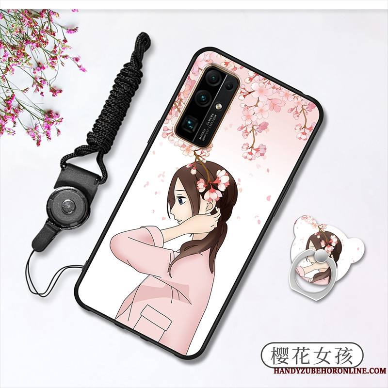 Honor 30 Silicone Fluide Doux Blanc Frais Dessin Animé Étui Coque De Téléphone