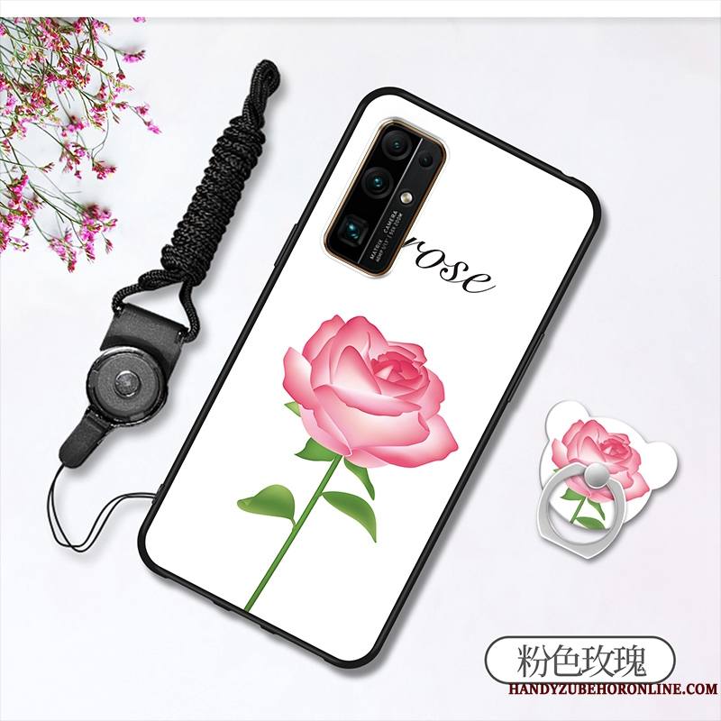 Honor 30 Silicone Fluide Doux Blanc Frais Dessin Animé Étui Coque De Téléphone