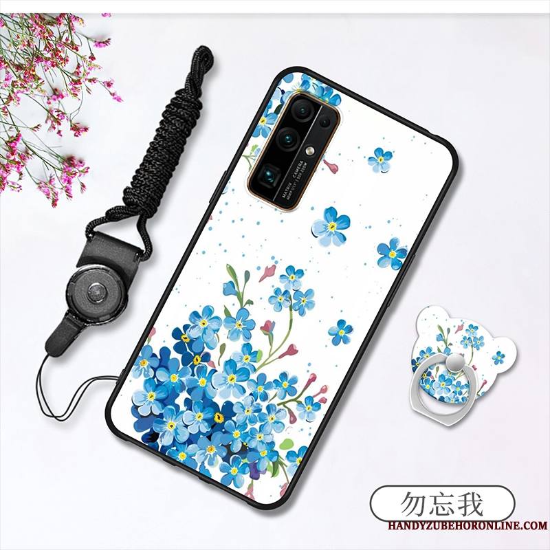 Honor 30 Silicone Fluide Doux Blanc Frais Dessin Animé Étui Coque De Téléphone