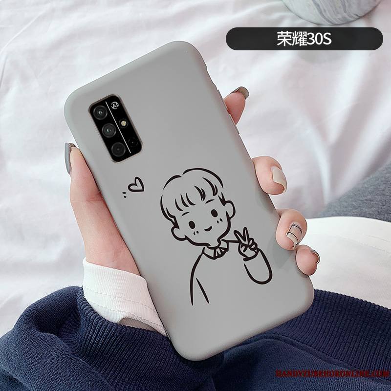 Honor 30s Coque Incassable Étui Tendance Silicone Amoureux Gris Protection