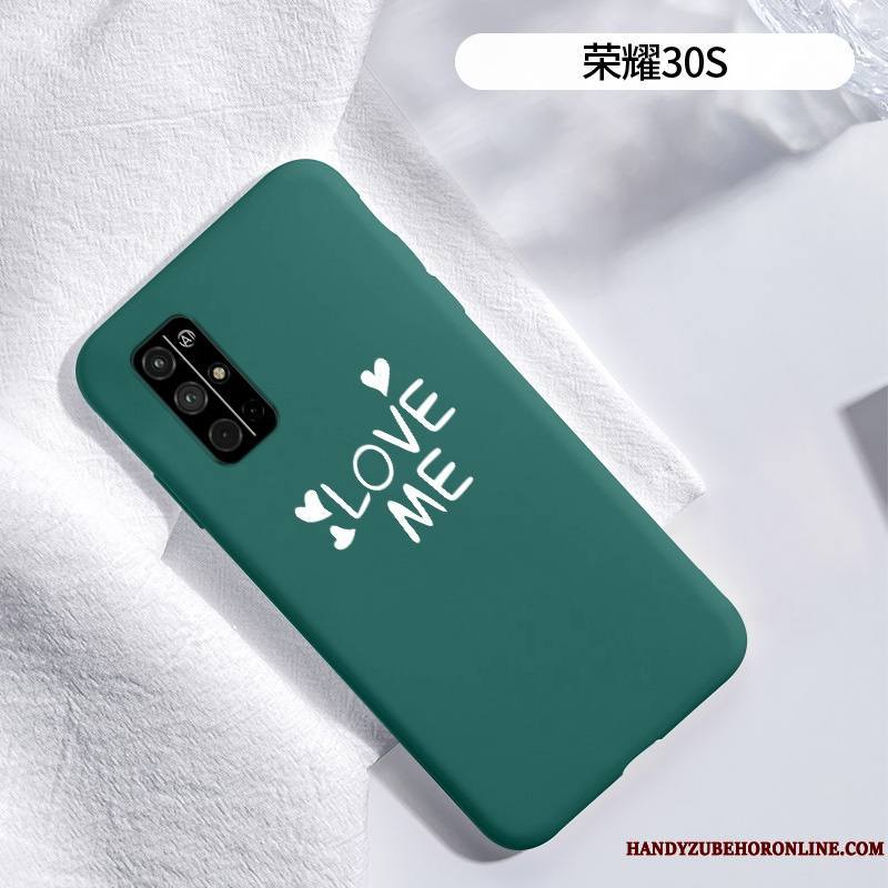 Honor 30s Coque Silicone Incassable Fluide Doux Étui Amour Vert Net Rouge