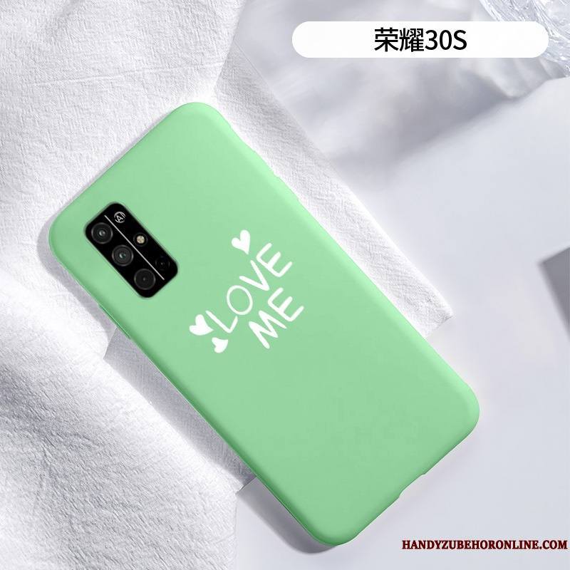 Honor 30s Coque Silicone Incassable Fluide Doux Étui Amour Vert Net Rouge